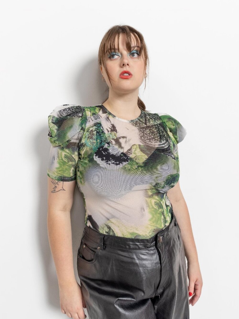 SHEER MESH BODYSUIT Vintage Sheer See Through / Large Xl
